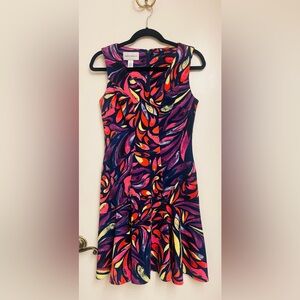 NWOT Donna Morgan Fluted Dress, Colorful, Size 2